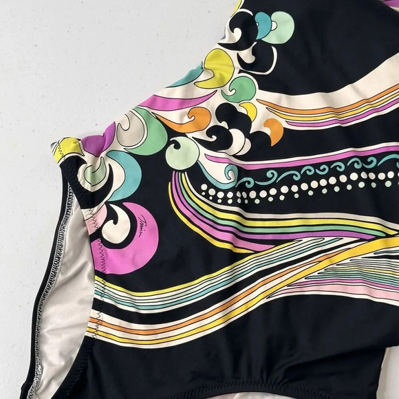 Trina Turk BIG SUR Bandeau One-Piece Swimsuit Size 4 Psychedelic Print Beach - Picture 4 of 15